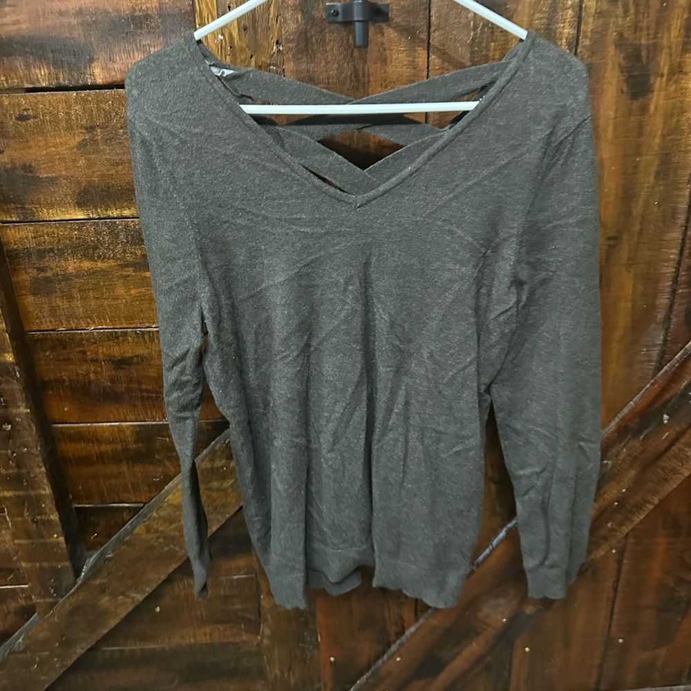 Gray V-Neck Sweater for Women